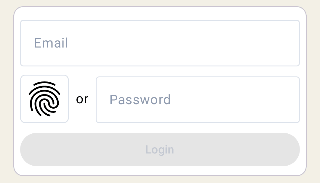 Android login form with the OwnID fingerprint widget before the password field