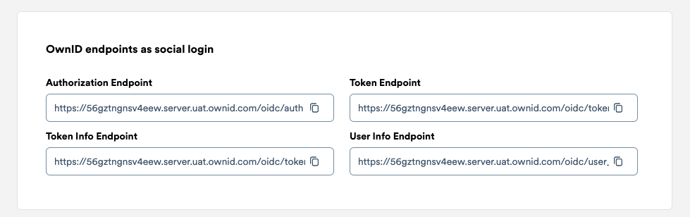 OpenID endpoints in the OwnID console