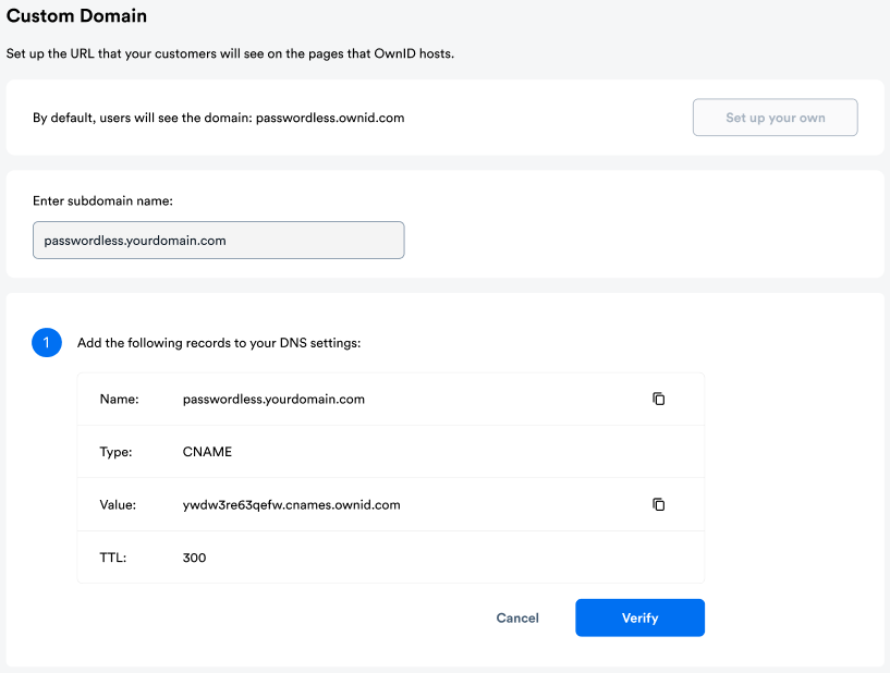 Custom Domain Step 1