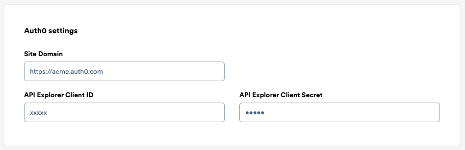 Auth0 settings
