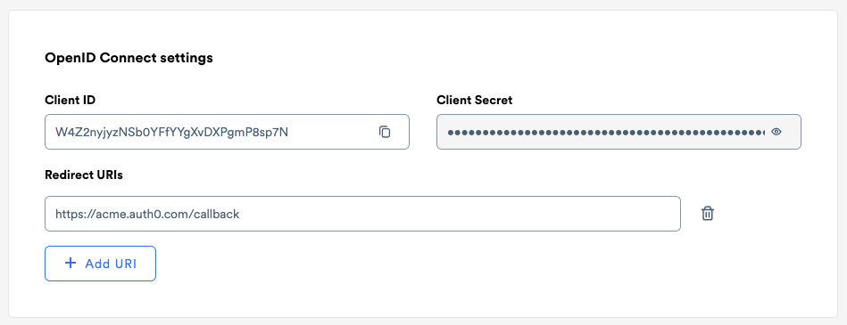 Oidc settings