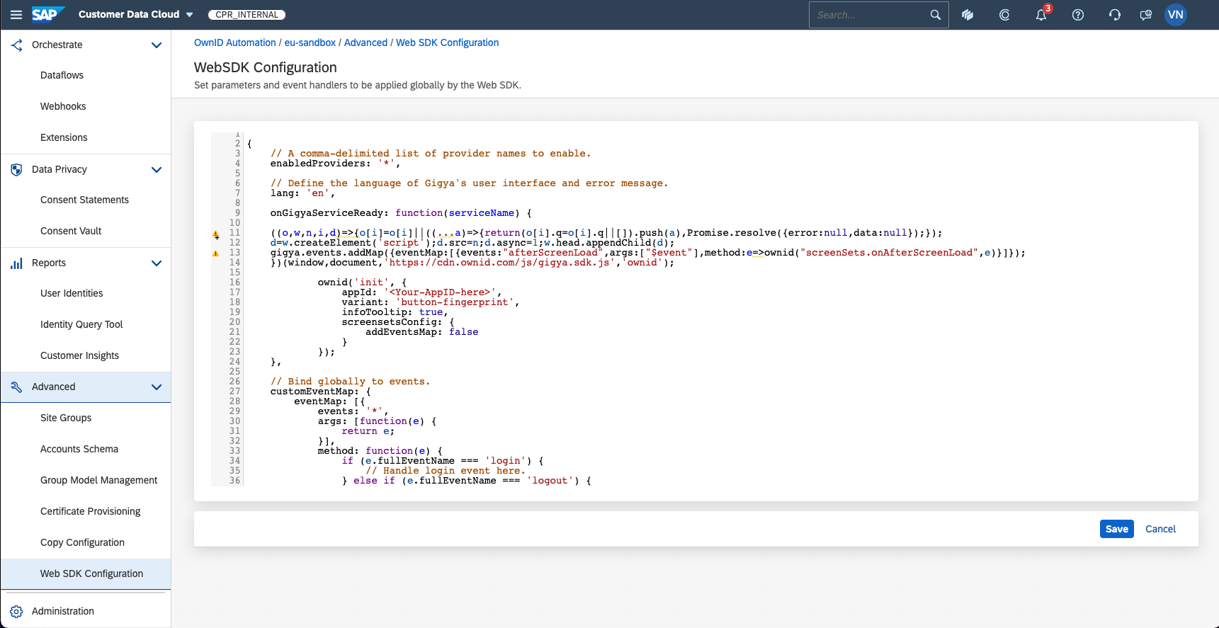WebSDK Configuration