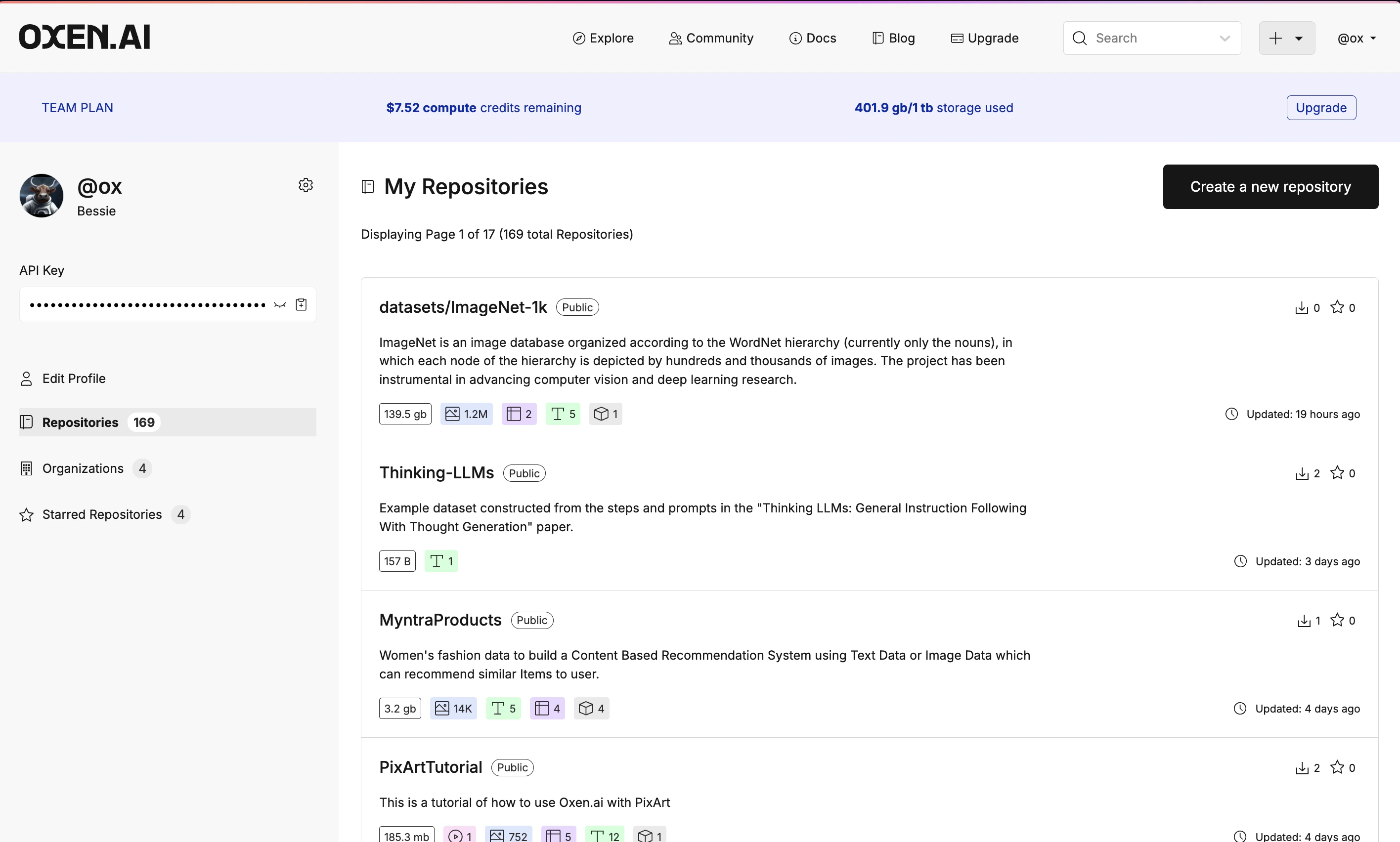Oxen.ai authentication key