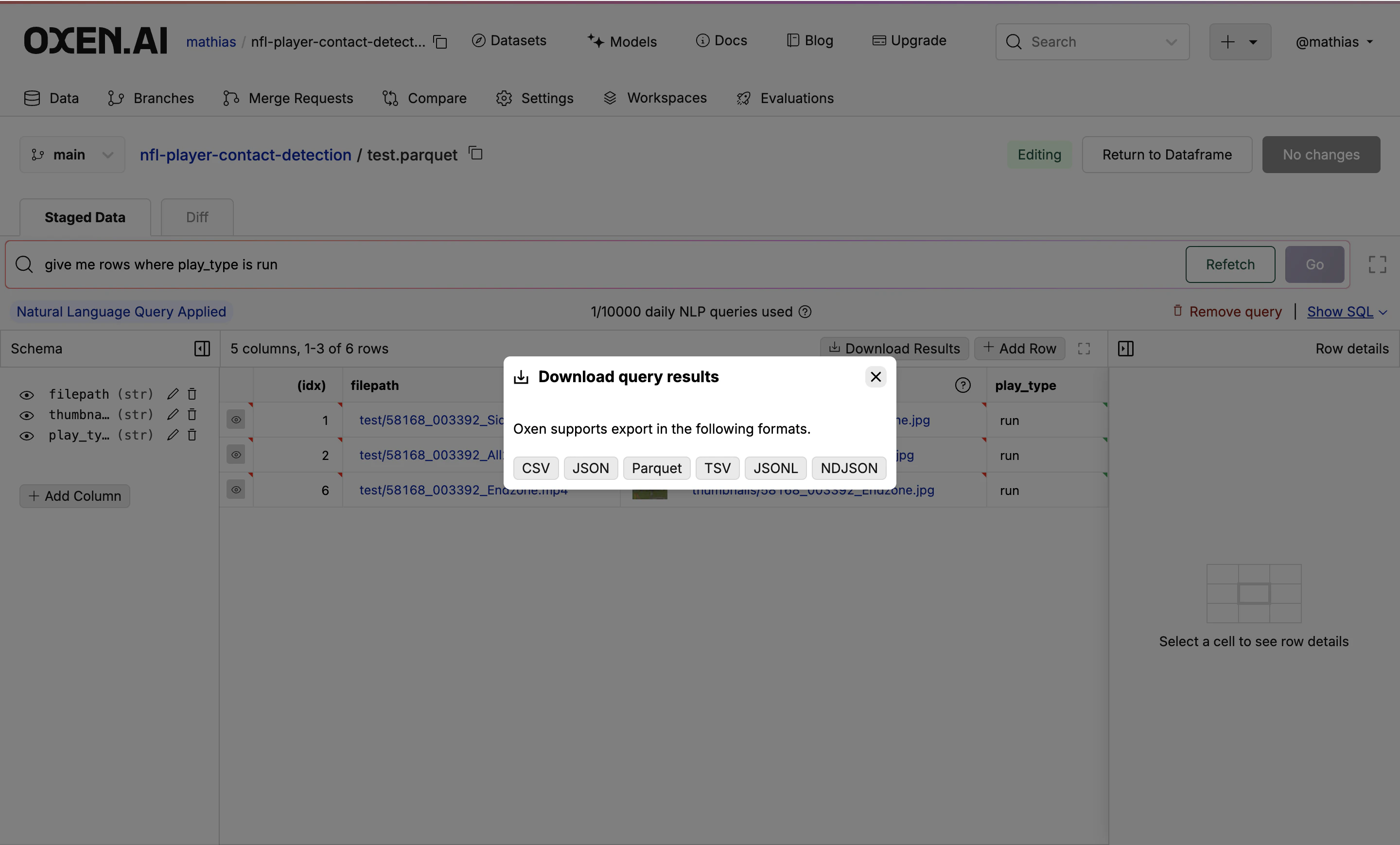 download SQL query results