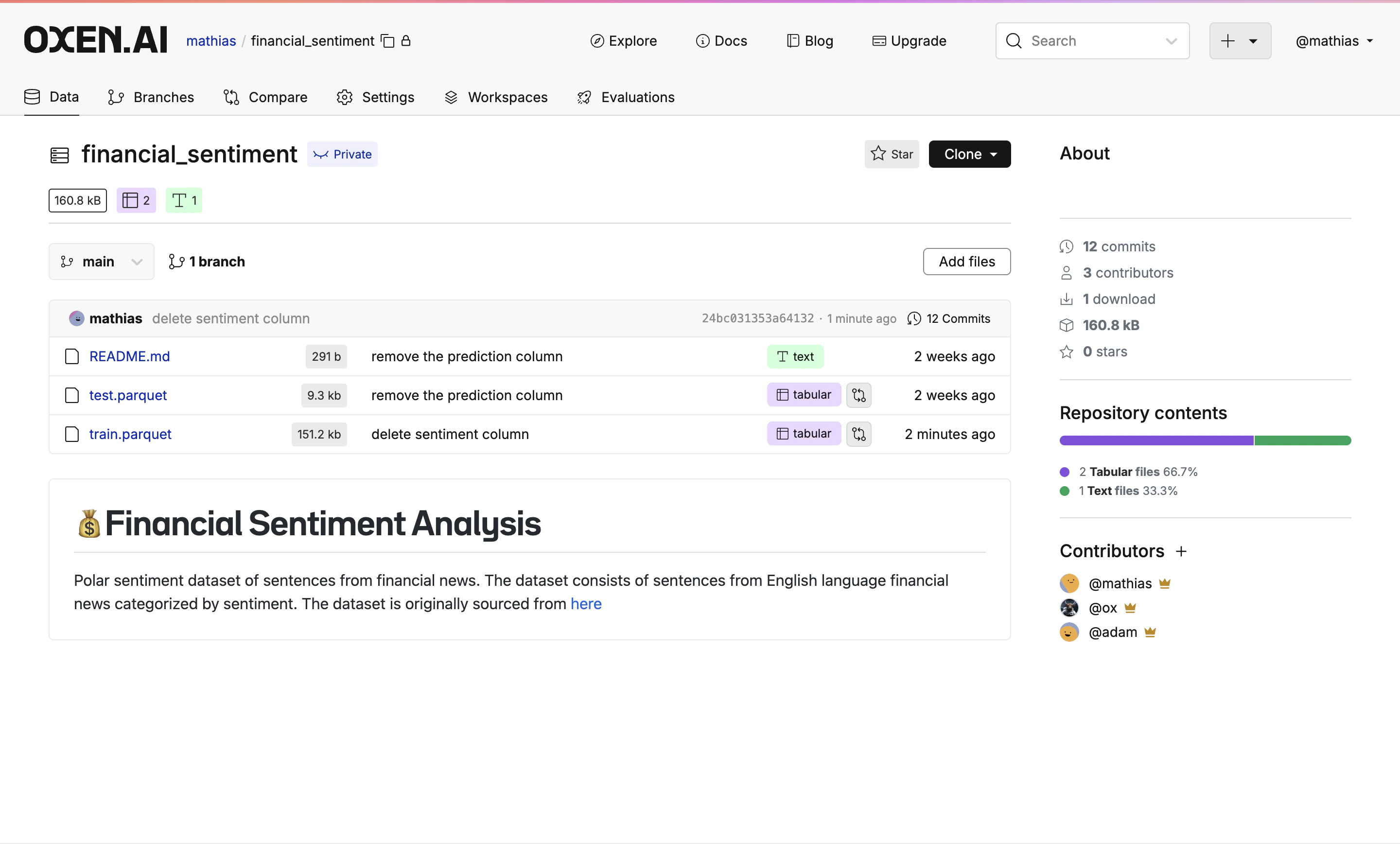 Oxen.ai Financial Sentiment Repo