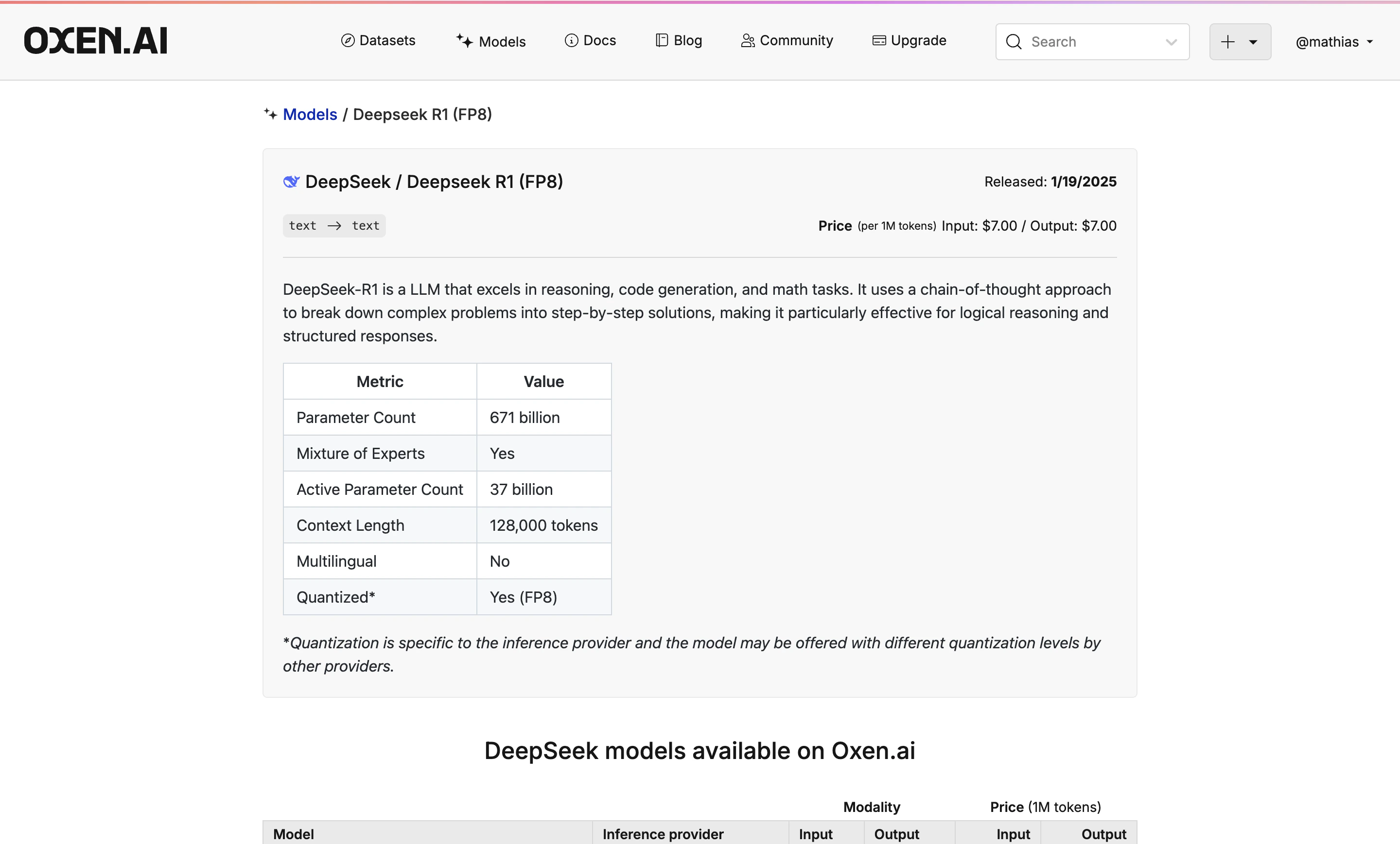 Model Description Page