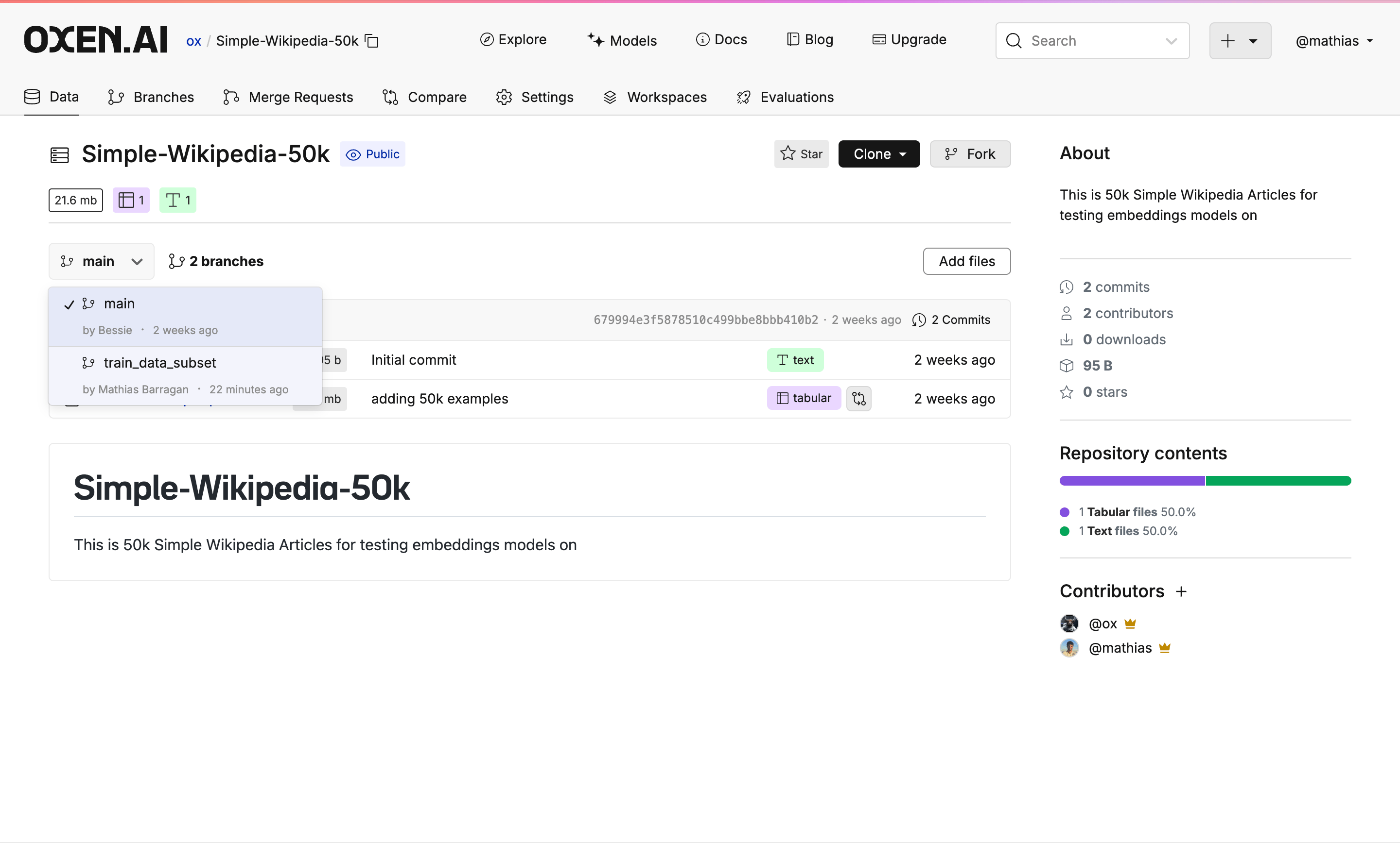 Oxen.ai Simple Wiki Repo