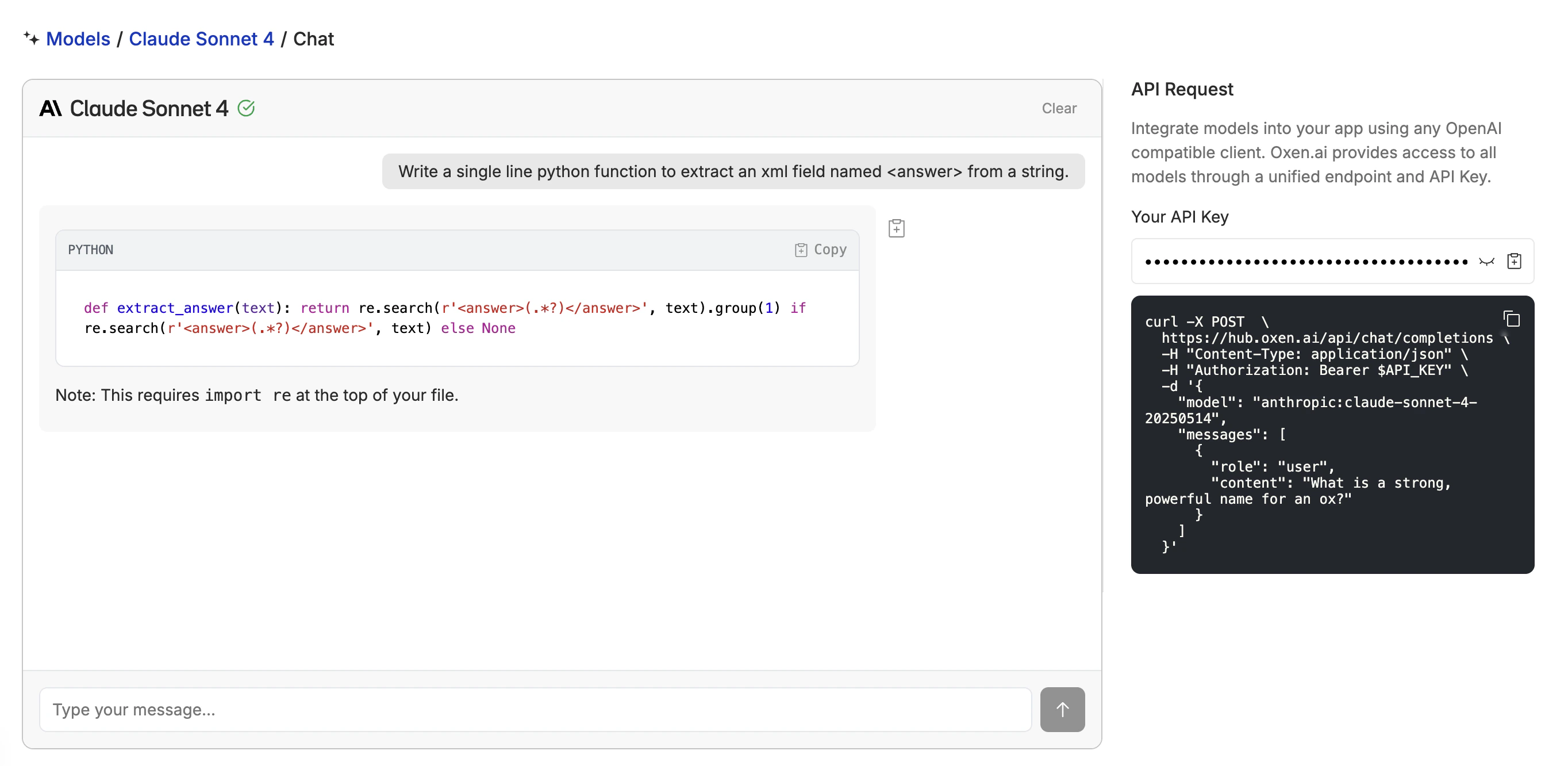 Oxen.ai Chat Window