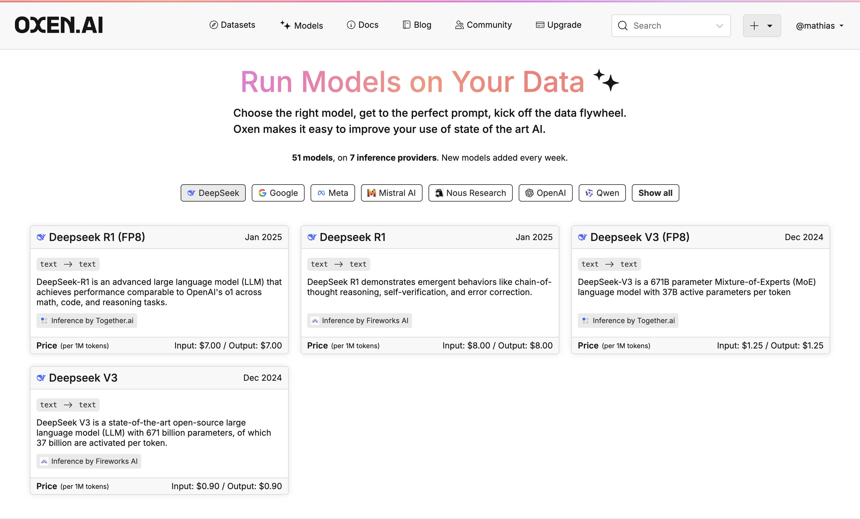 Deepseek models