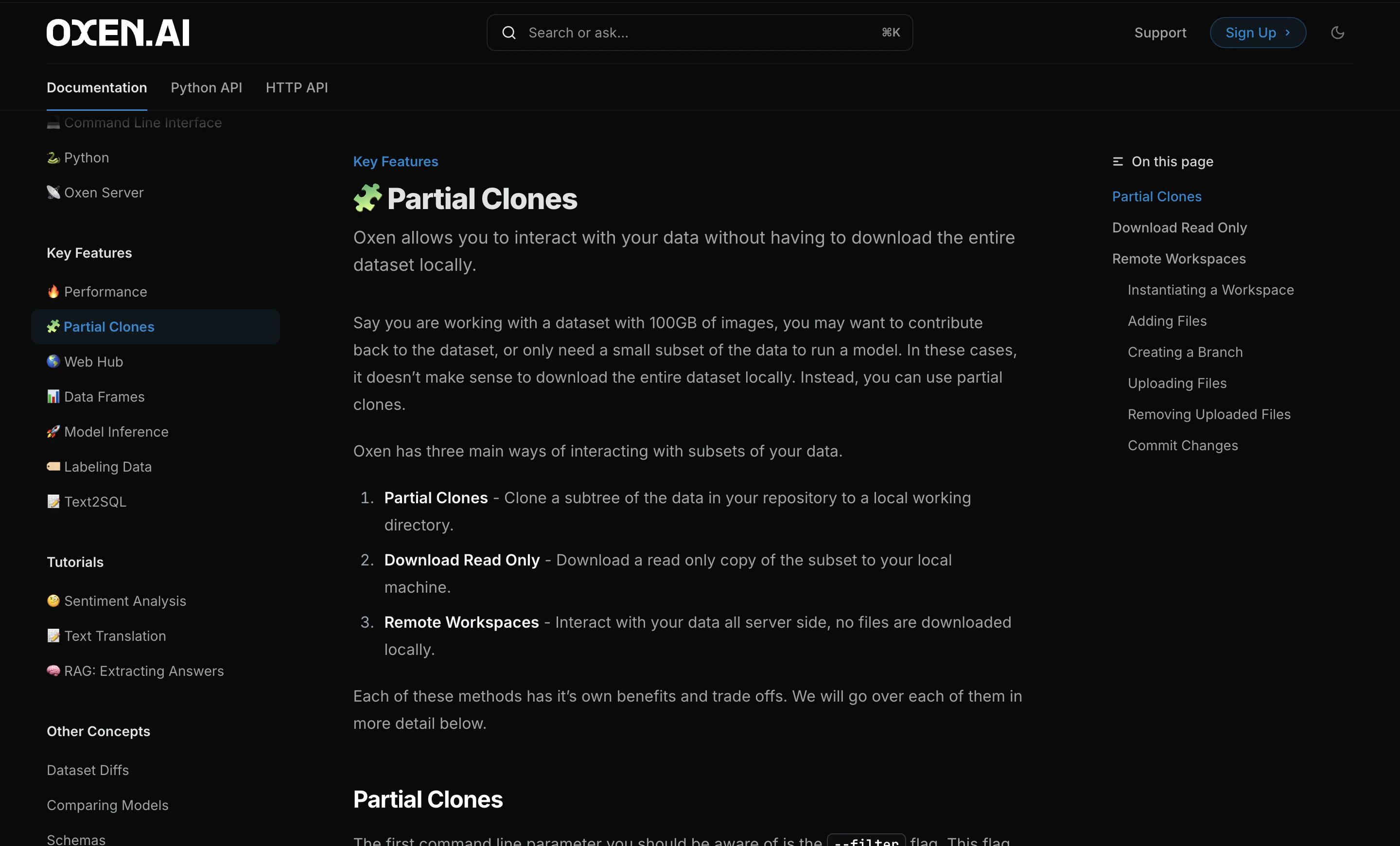 Partial Clone Page