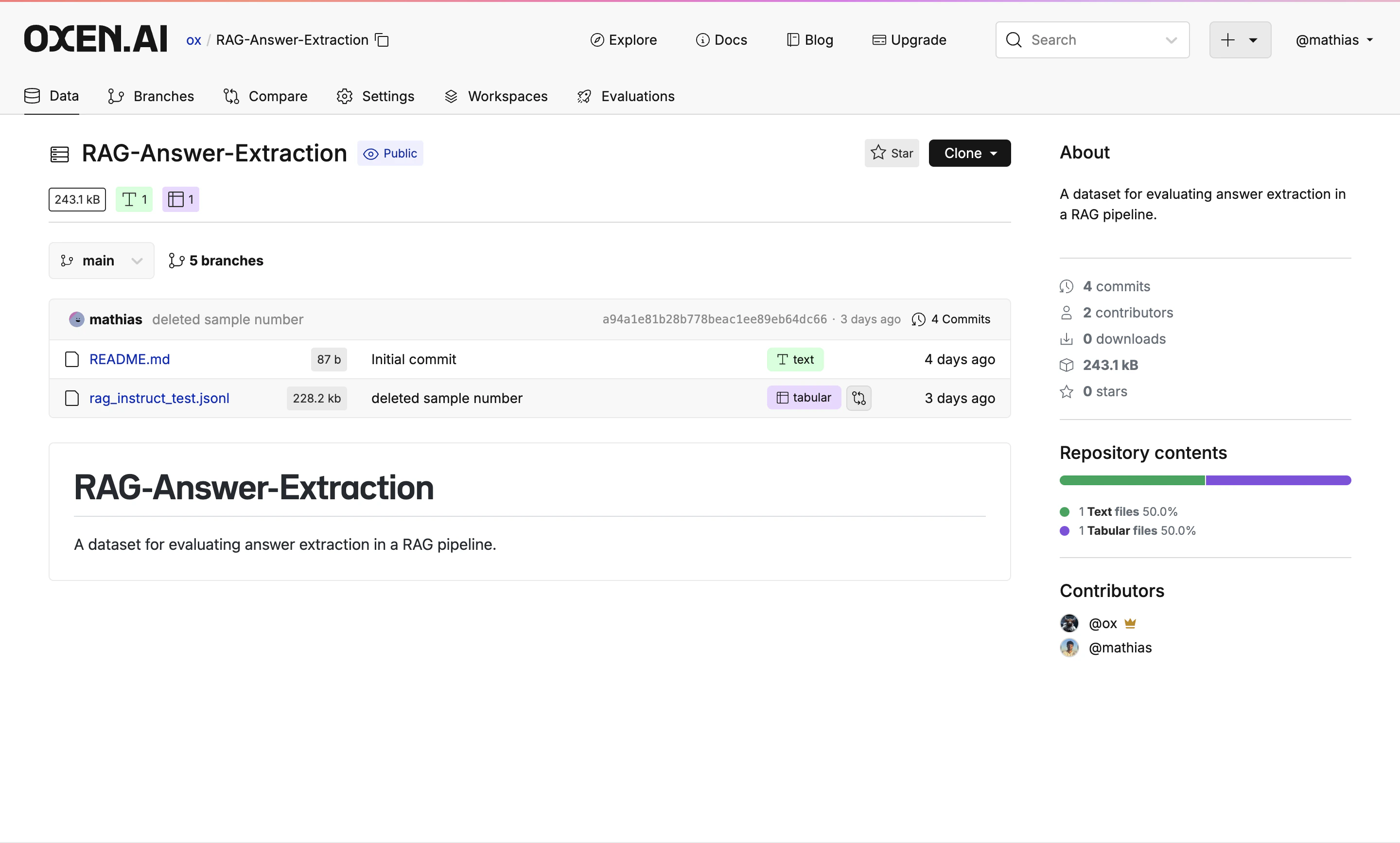 Oxen.ai RAG Repo