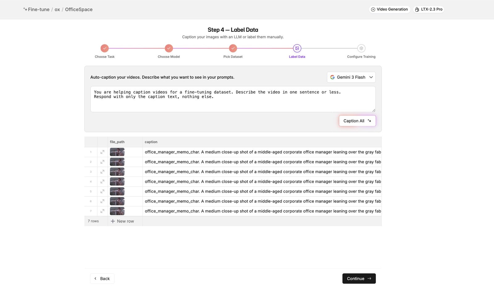 Label Data — auto-caption