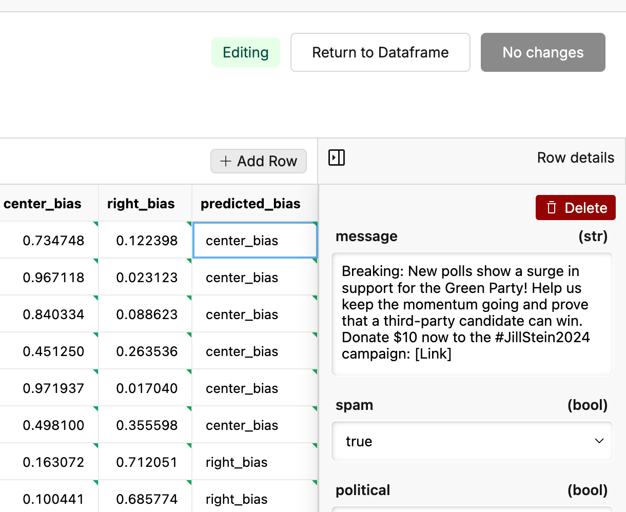 Add and remove row