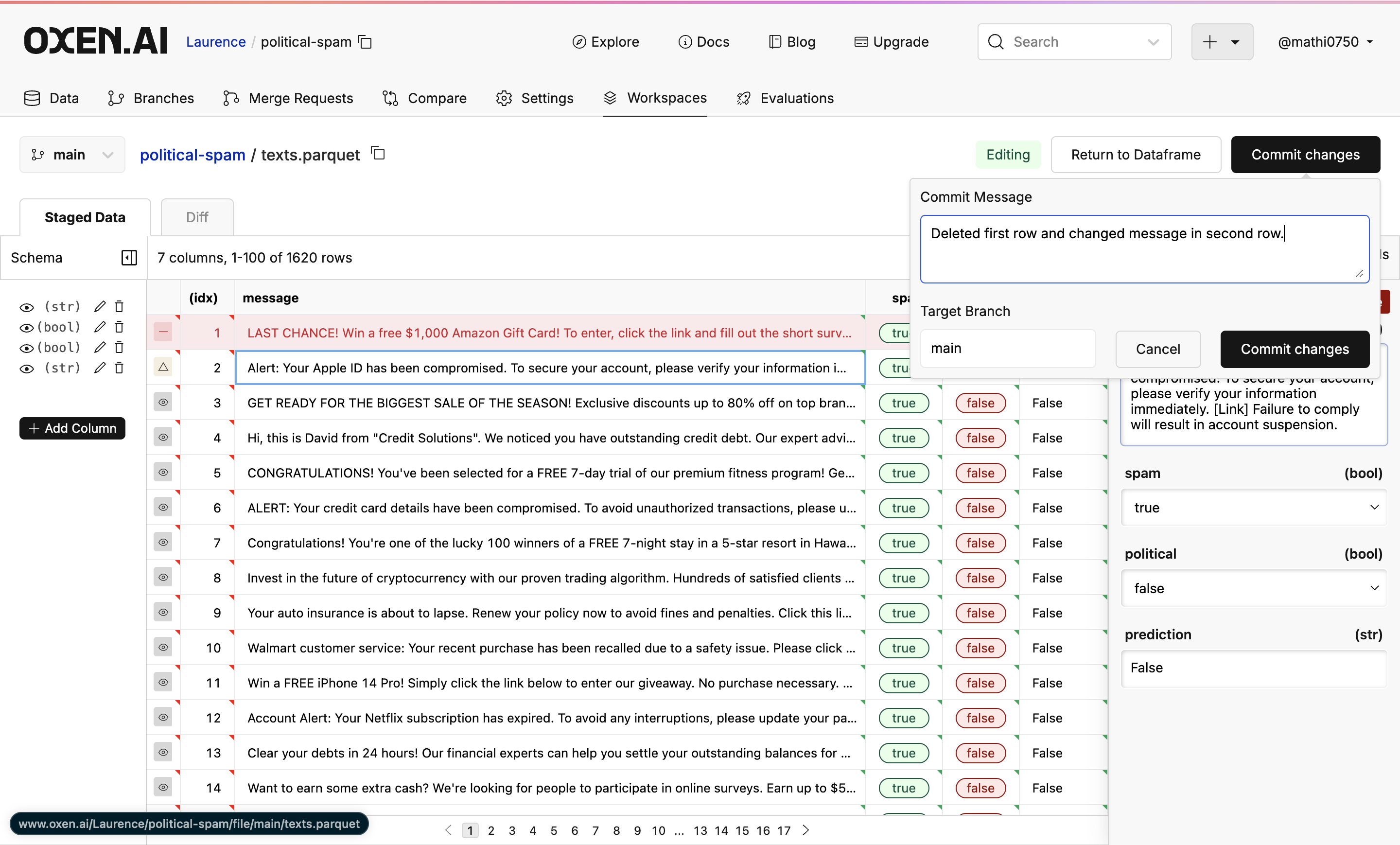 Commit section