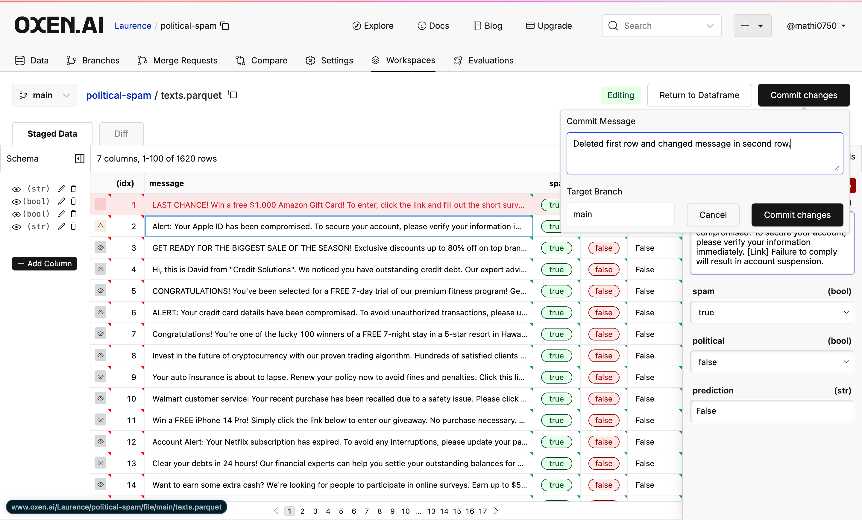 Commit section
