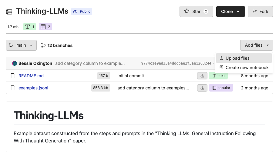 Oxen.ai Thinking LLMs Repo