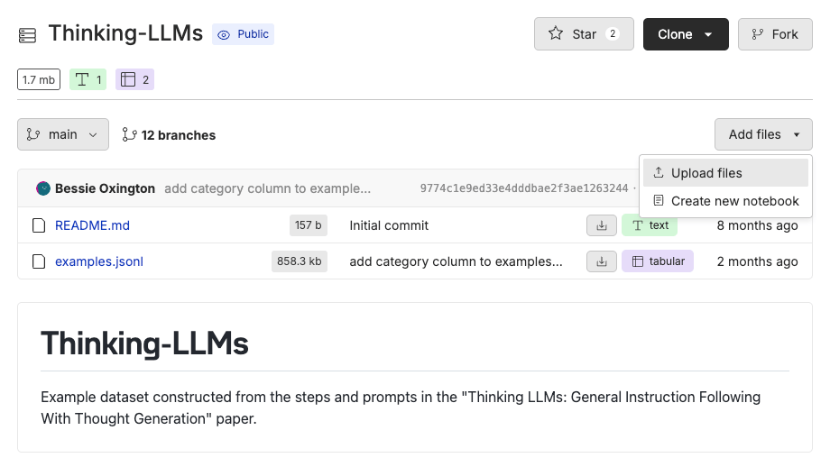 Oxen.ai Thinking LLMs Repo