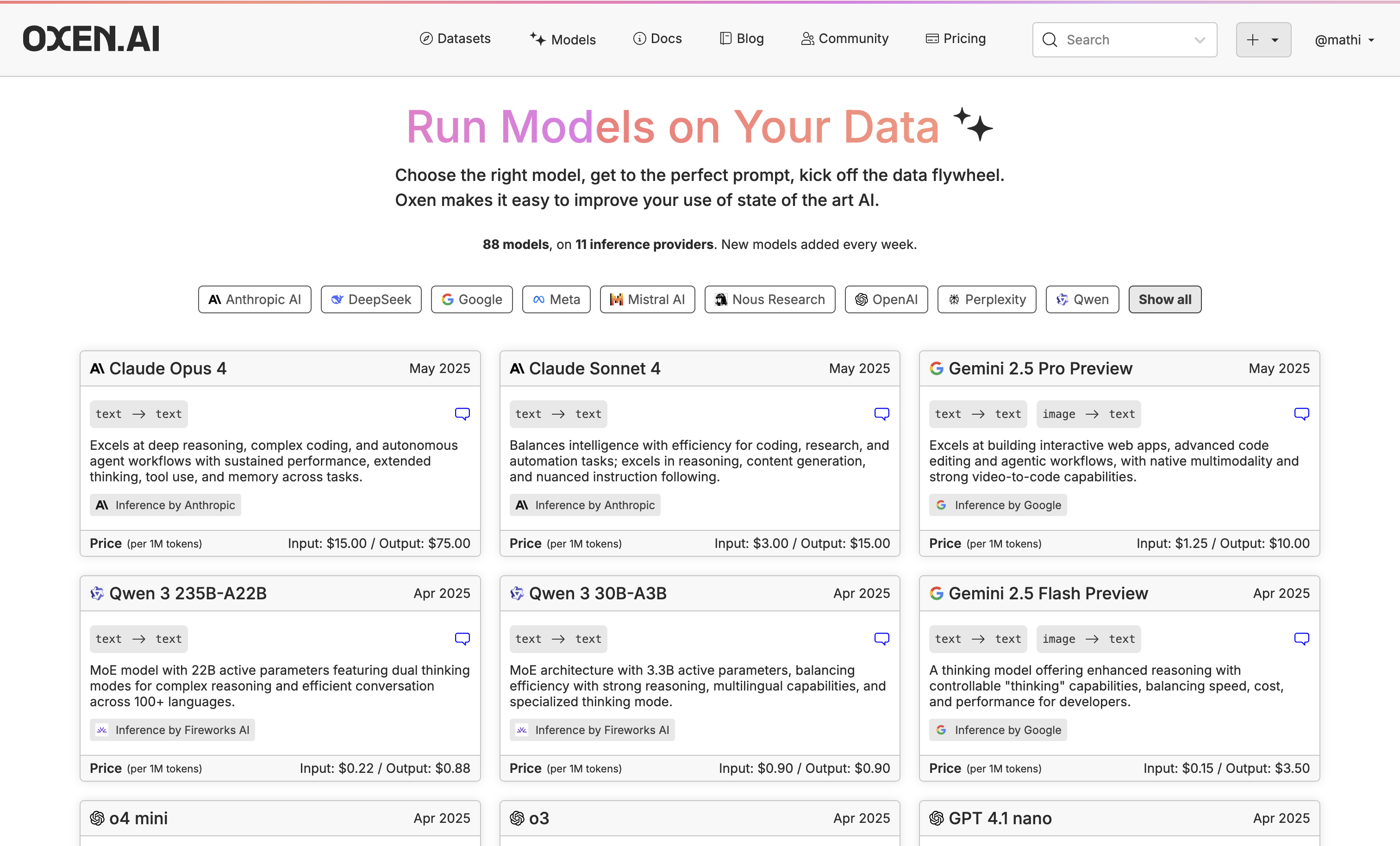Models Page