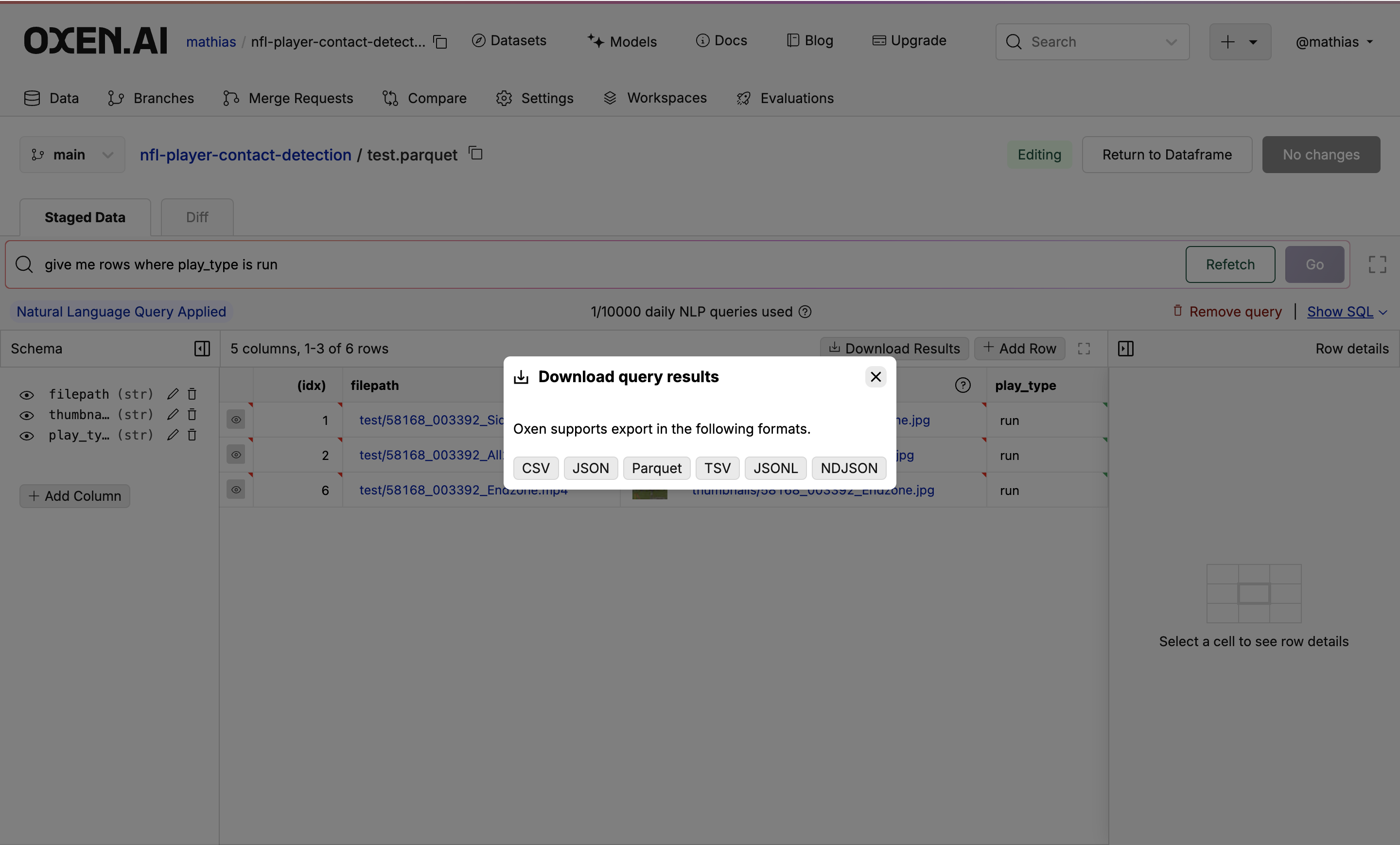 download SQL query results