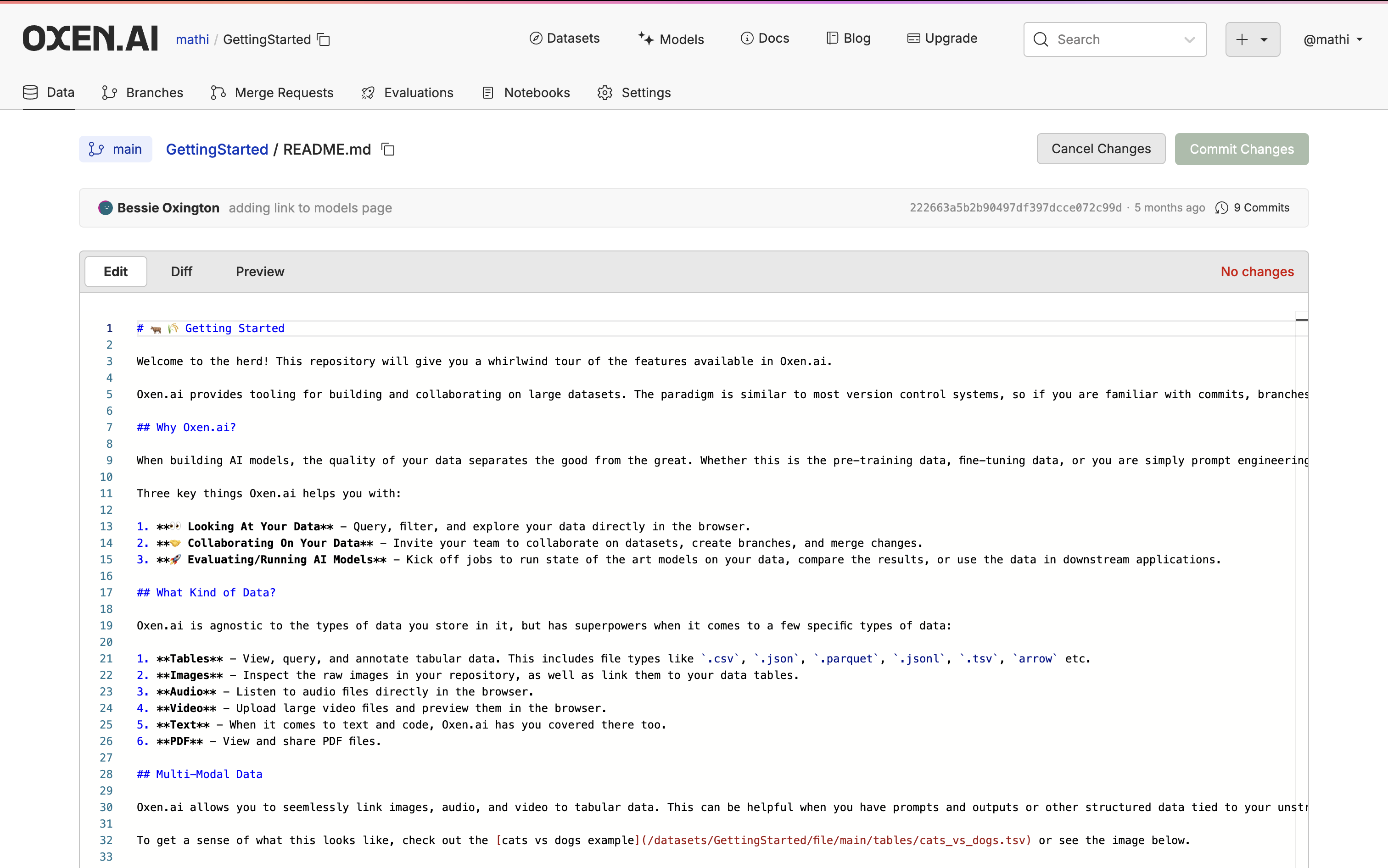 Editing README