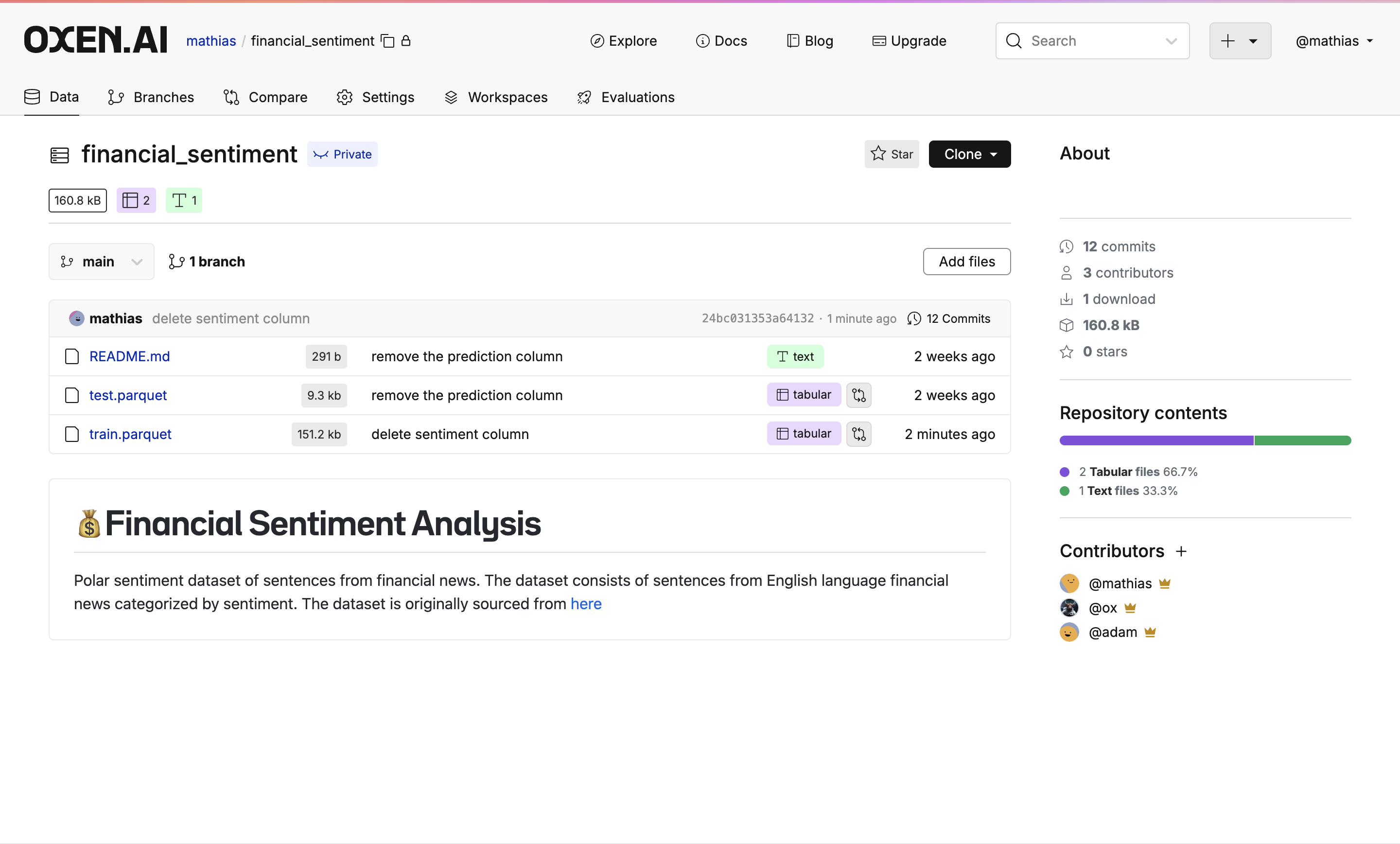 Oxen.ai Financial Sentiment Repo