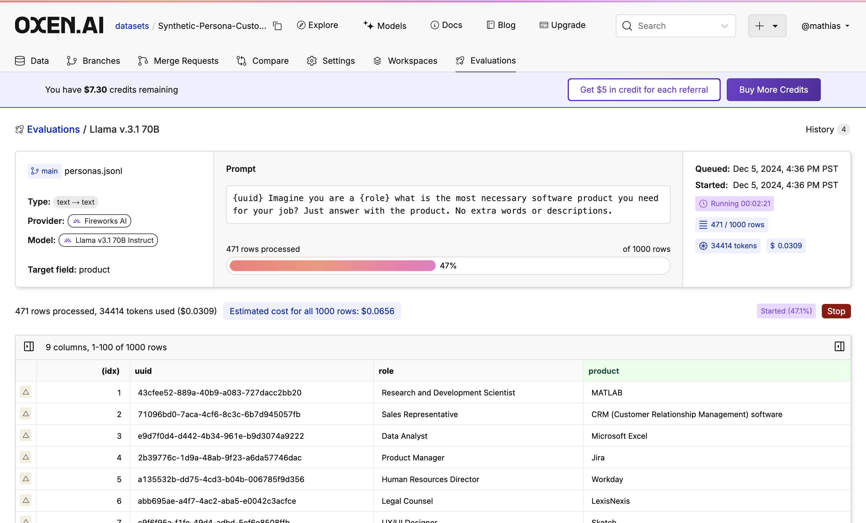 Eval processing bar