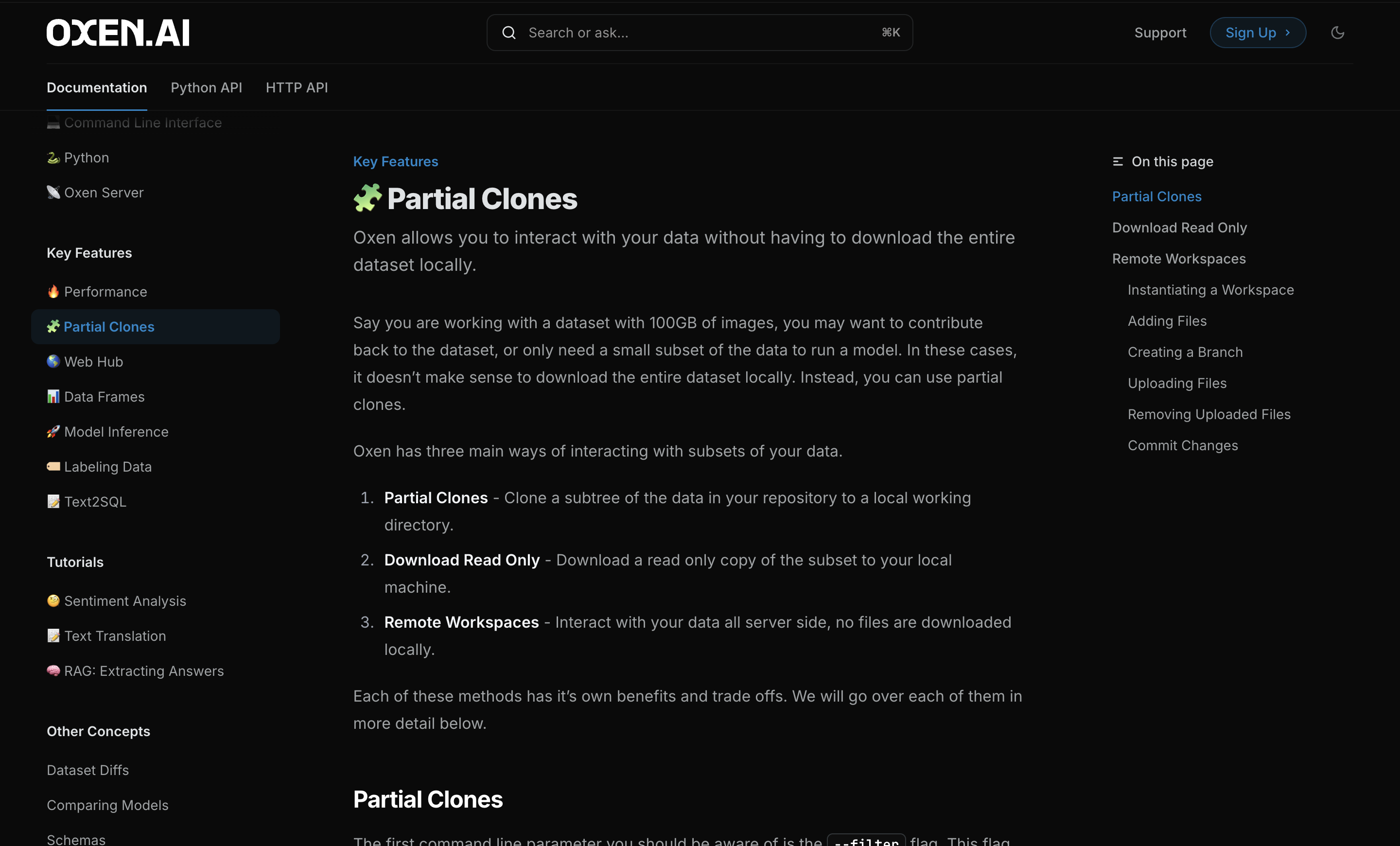 Partial Clone Page