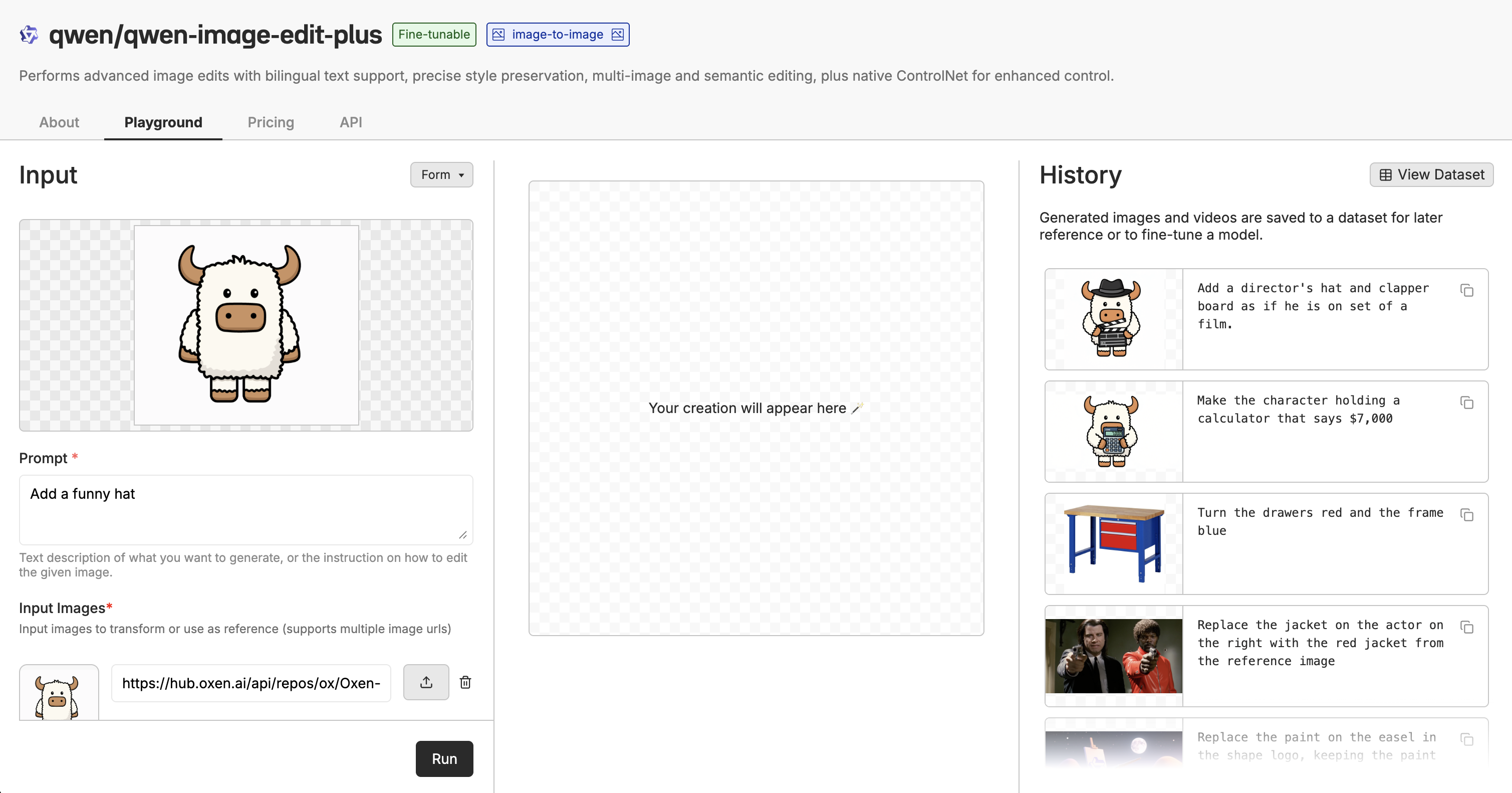 Image editing playground