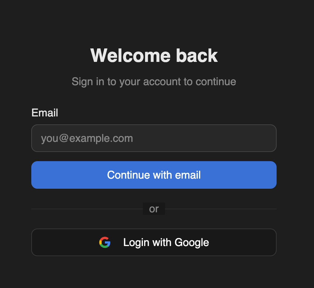 Magic link sign-in screen