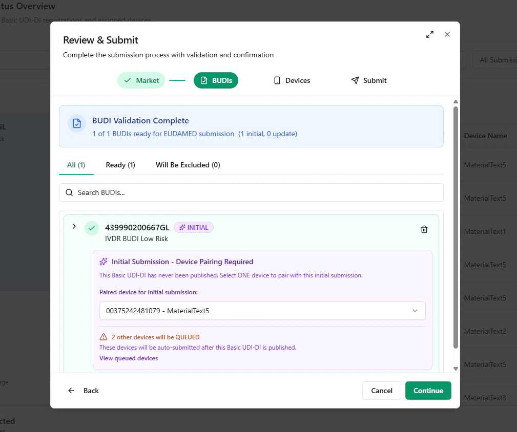BUDI validation (INITIAL) and device pairing