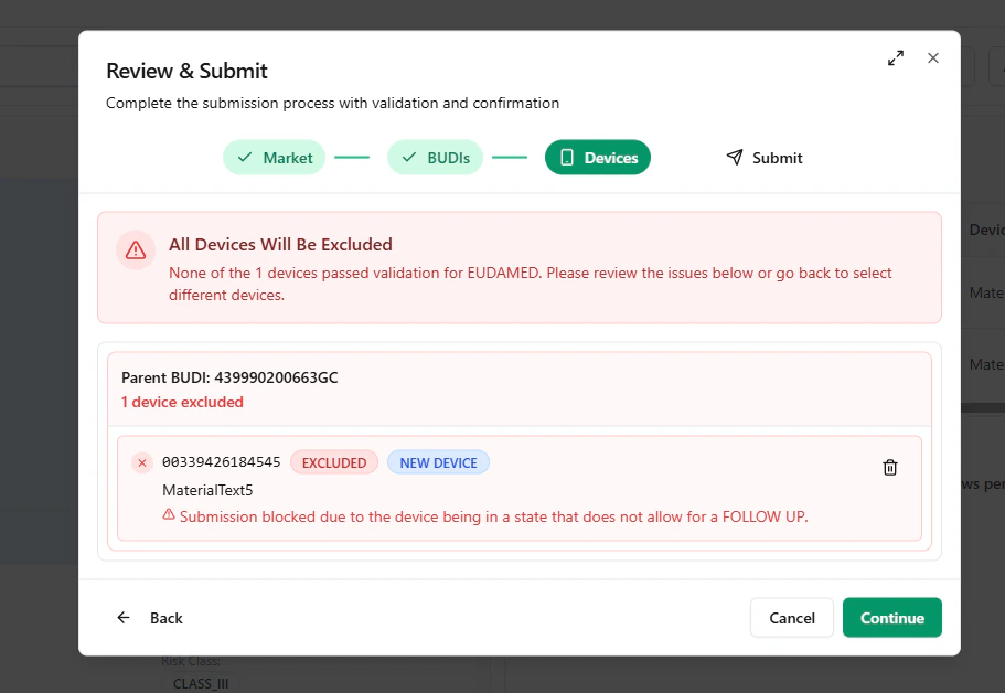 Blocked device example: excluded from submission