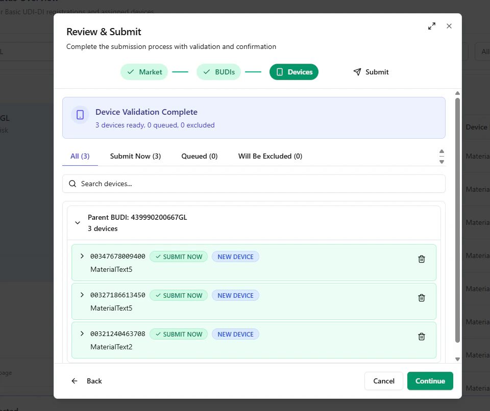 Follow-up device validation: NEW DEVICE