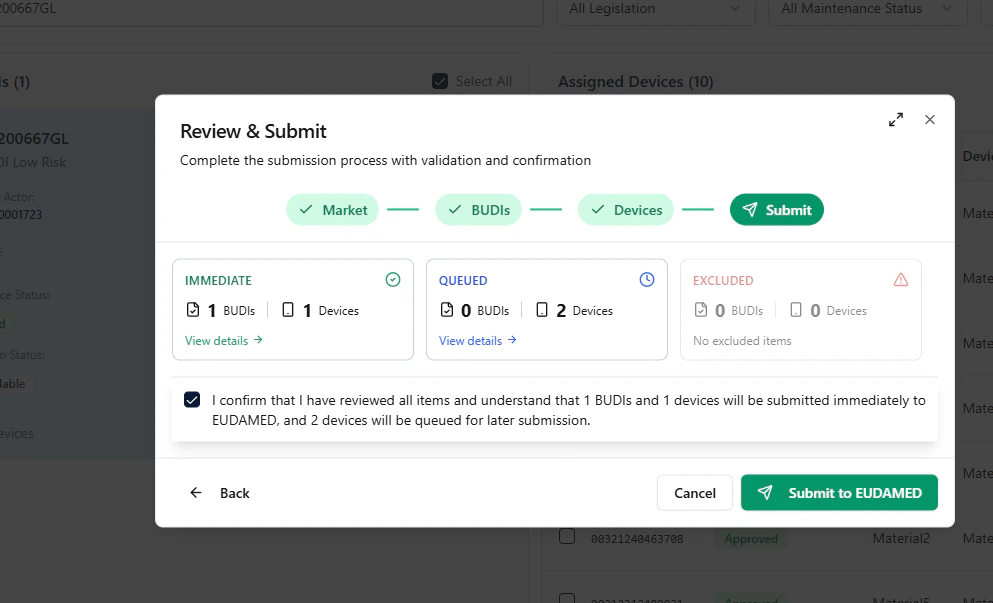 Summary and submit to EUDAMED