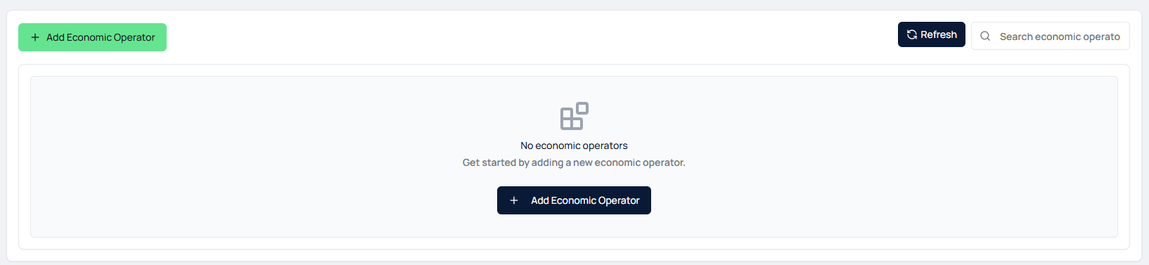 Empty economic operator list