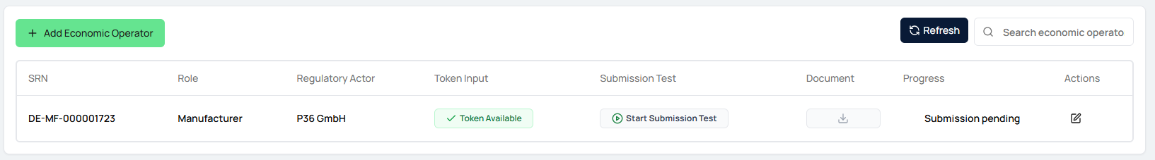 Test submission in progress and success state