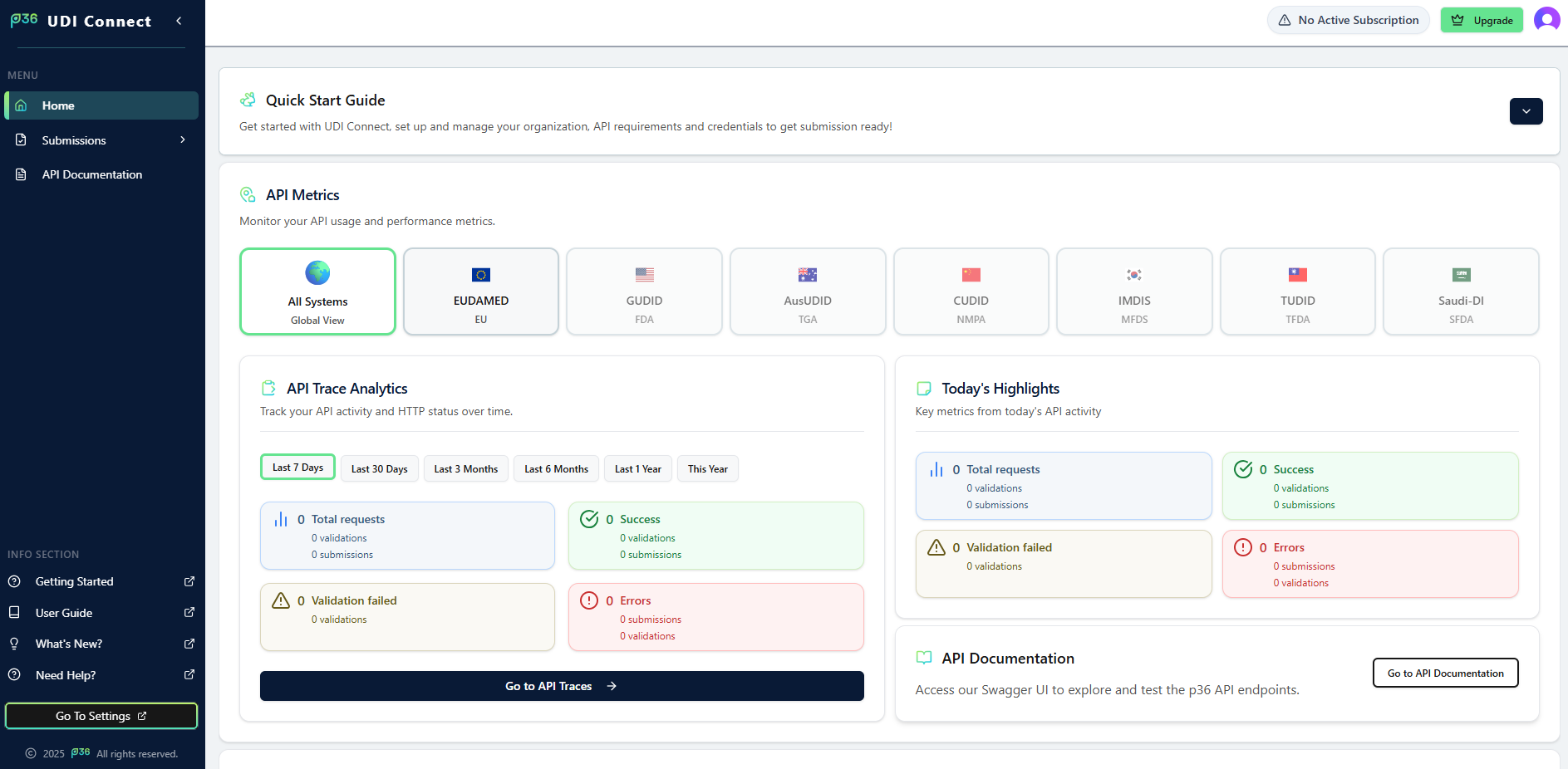 UDI Connect dashboard