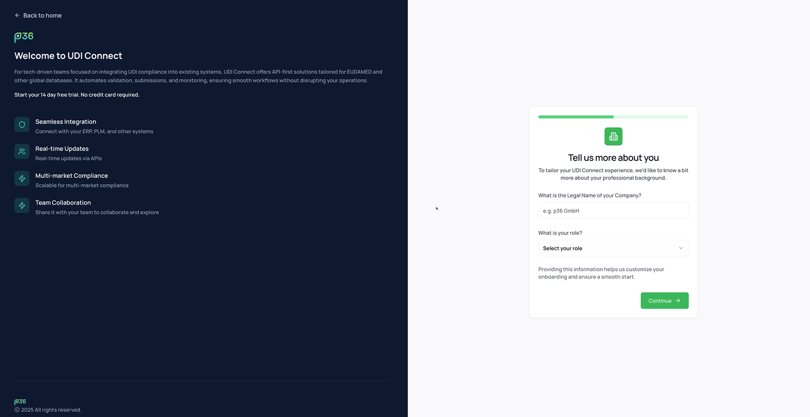 Create Organization screen