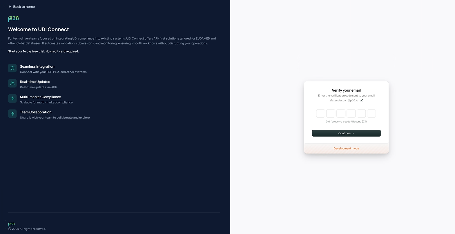 Email verification screen