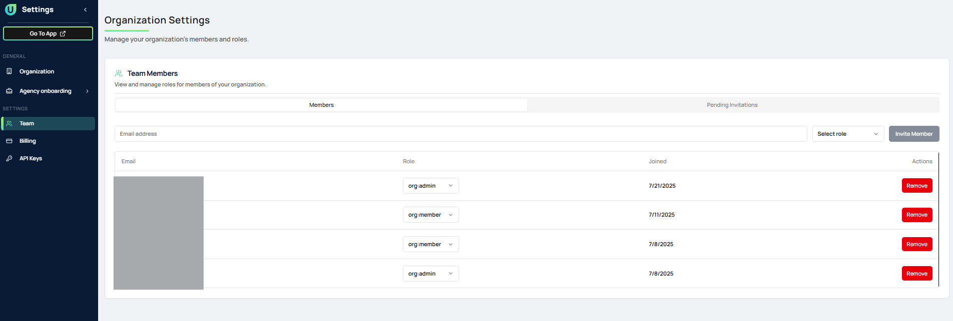 Team Settings overview