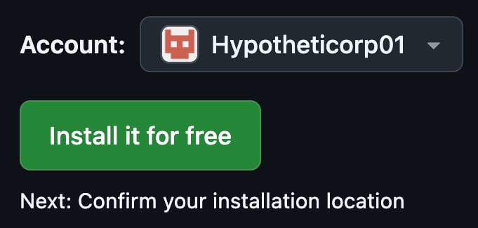 Close-up of the "Account" drop-down menu and "Install it for free" button.