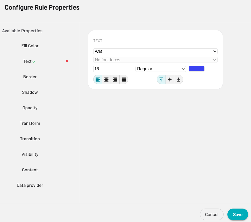 Configure Rule Properties screen