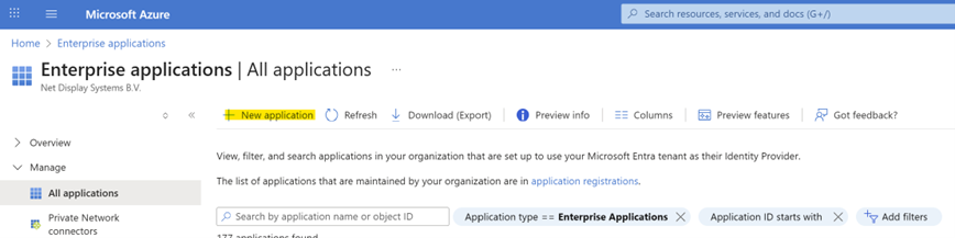 Azure New Application