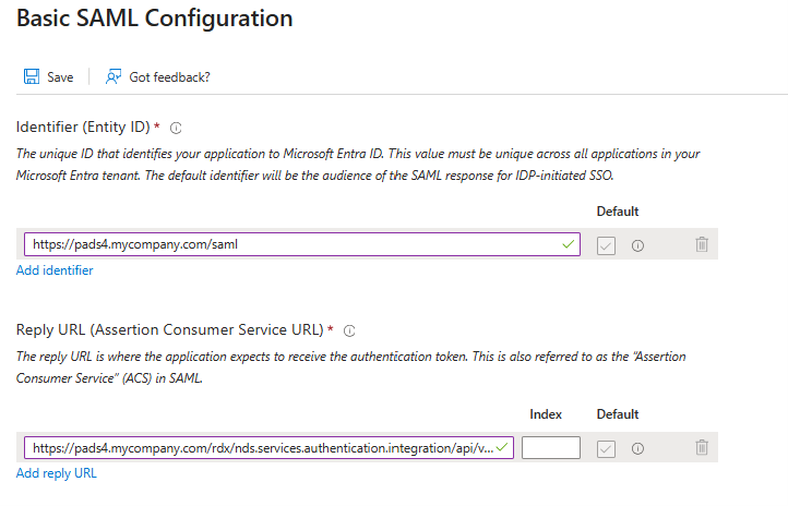 Azure SAML Basic Configuration