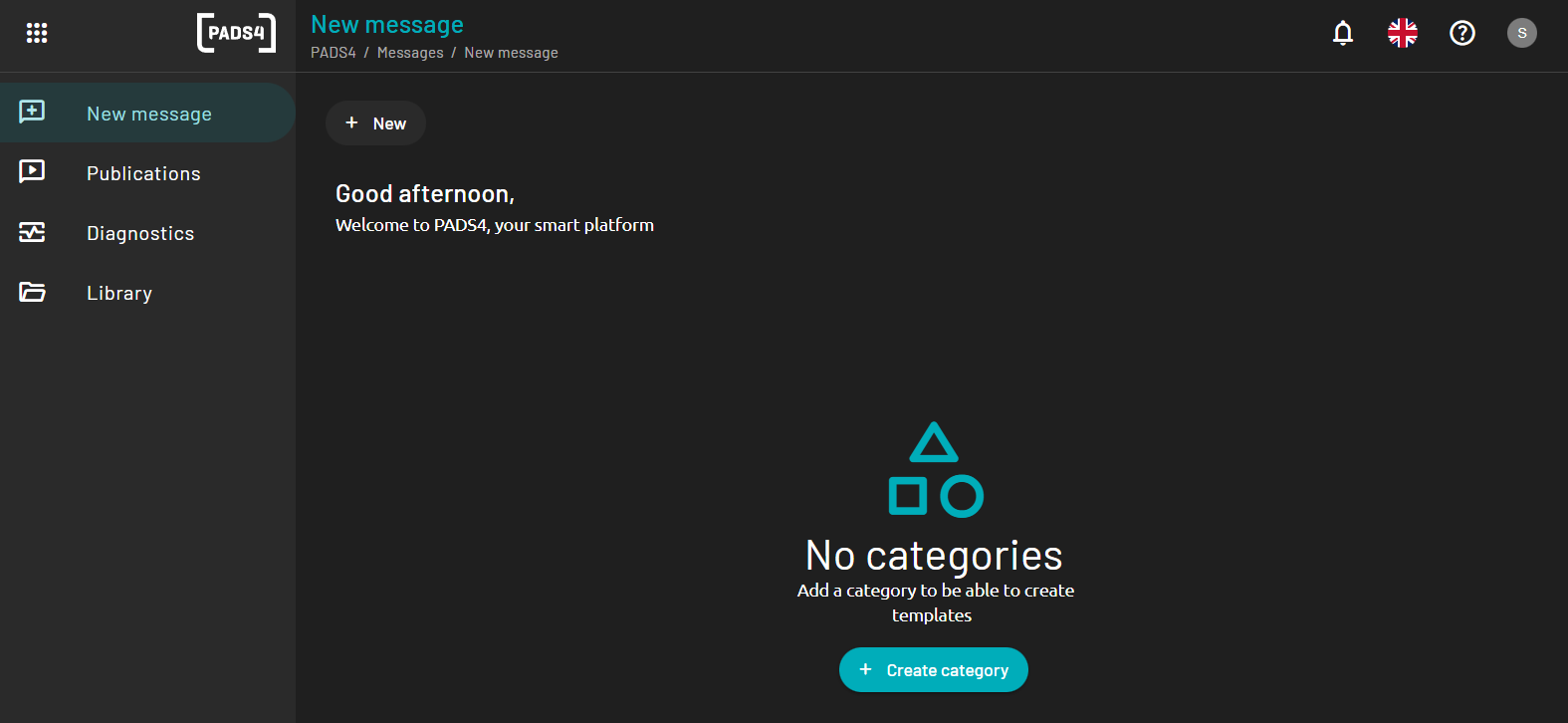 User interface CMS - PADS4 Platform