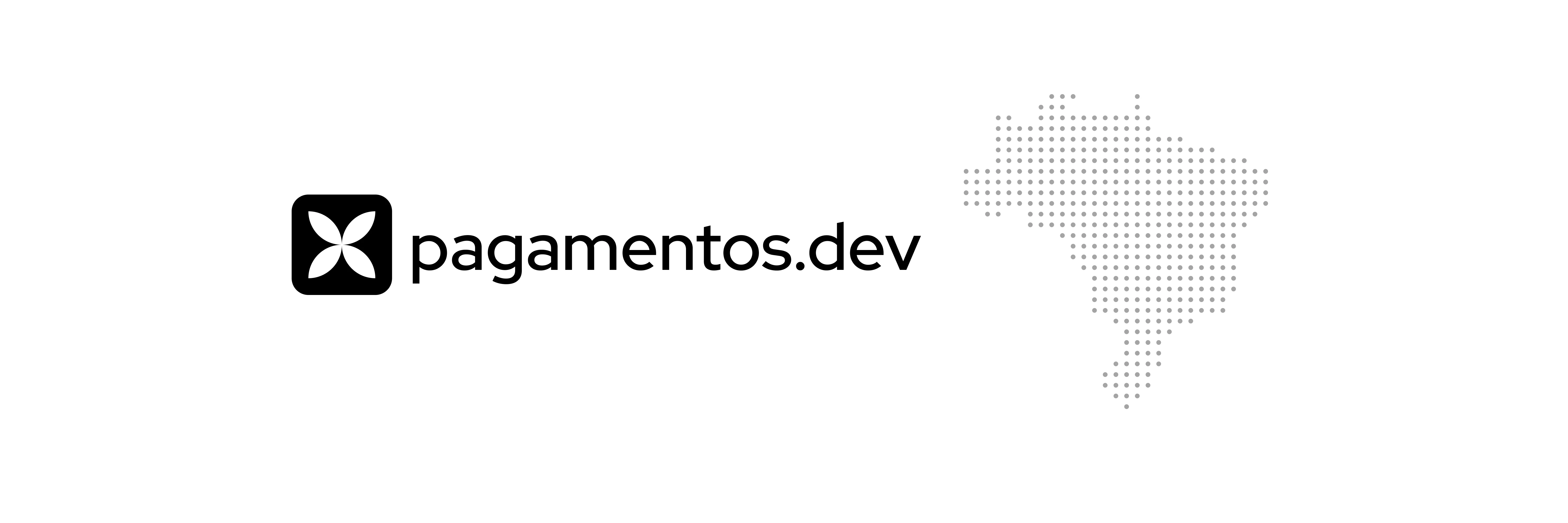 Imagem com a logo da pagamentos.dev e um mapa do Brasil ao lado