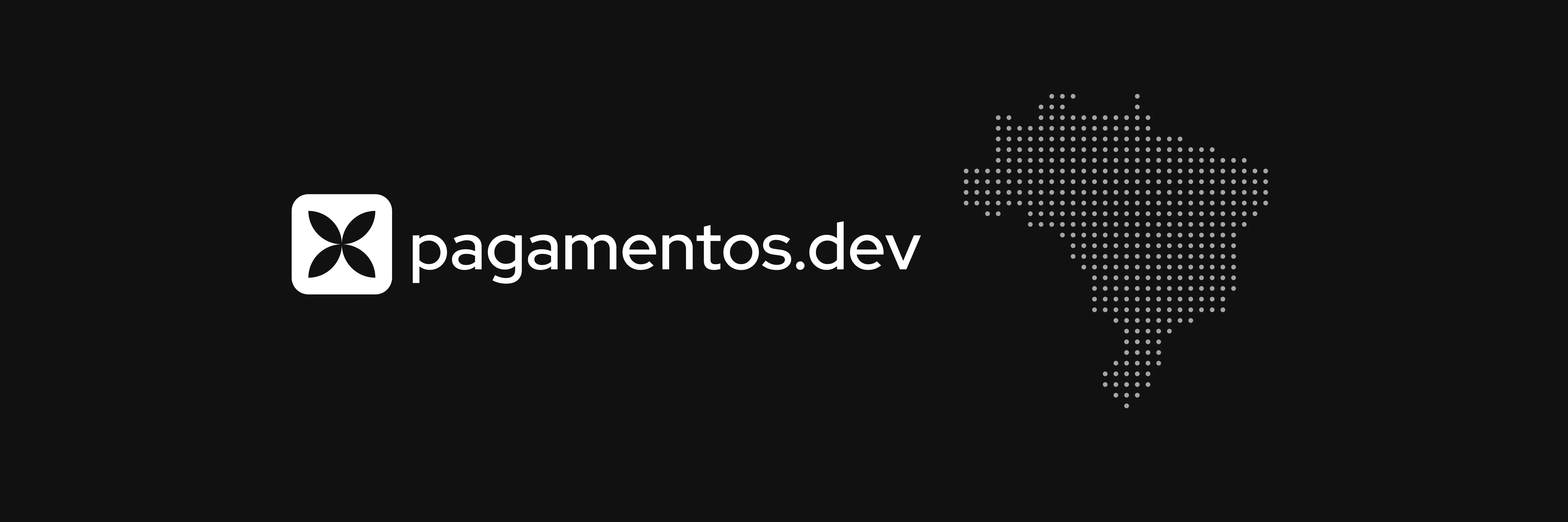Imagem com a logo da pagamentos.dev e um mapa do Brasil ao lado