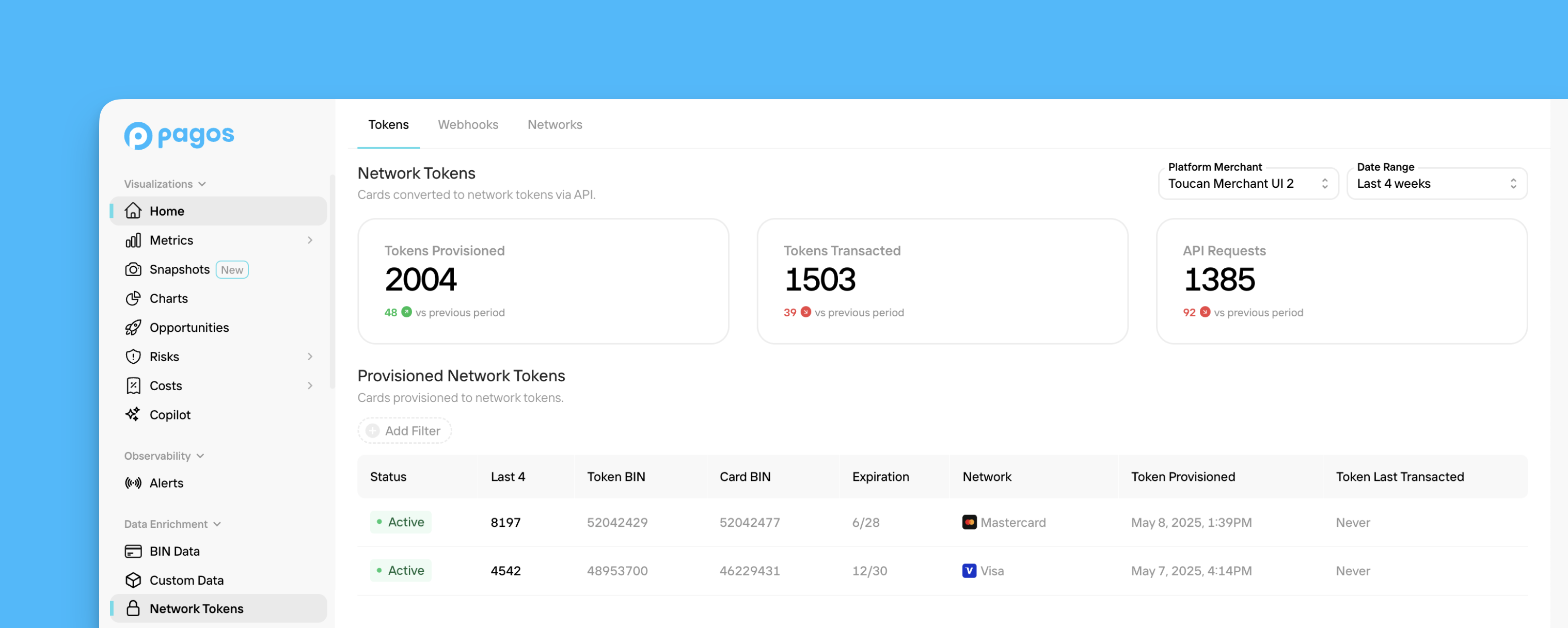 Pagos Network Tokens UI