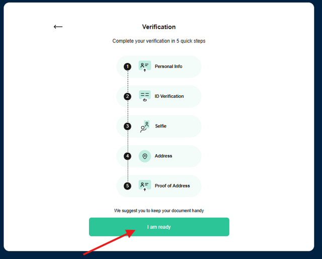 Review the five identity checks, prepare your documents, and select I am ready.