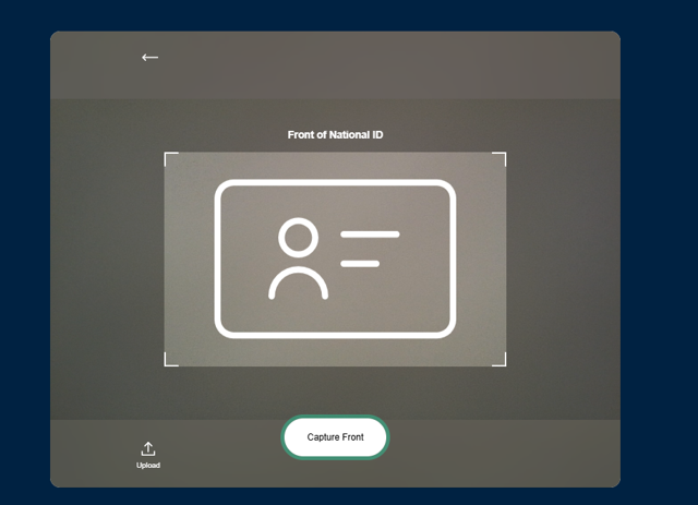 Capture or upload the front of the identity document.