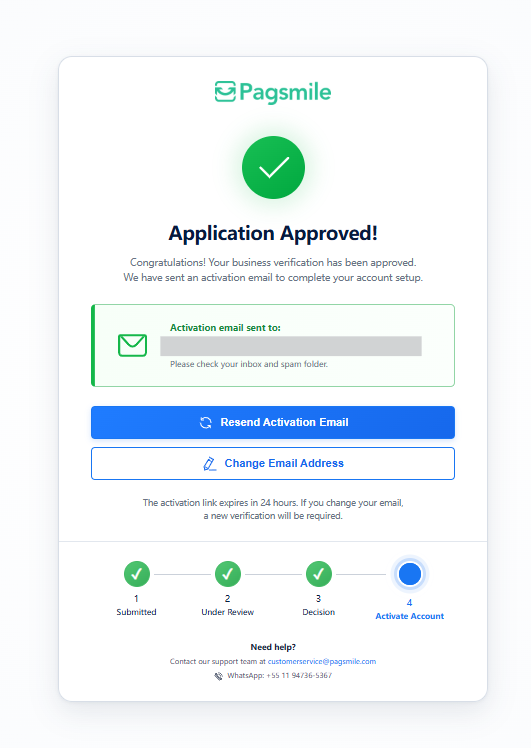 After approval, follow the instructions for the account activation email.